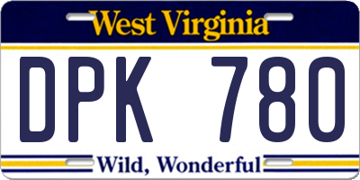 WV license plate DPK780