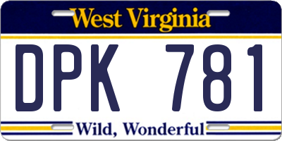 WV license plate DPK781