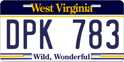 WV license plate DPK783