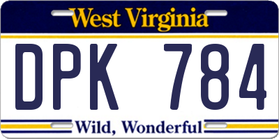 WV license plate DPK784