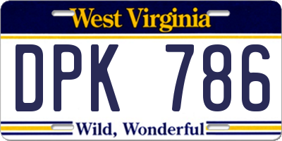 WV license plate DPK786