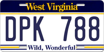 WV license plate DPK788