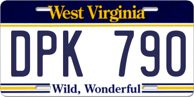 WV license plate DPK790