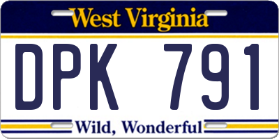 WV license plate DPK791