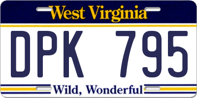 WV license plate DPK795