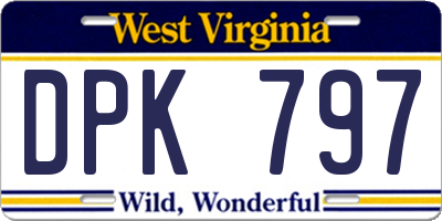 WV license plate DPK797
