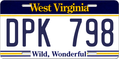 WV license plate DPK798
