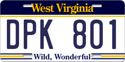 WV license plate DPK801