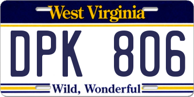 WV license plate DPK806