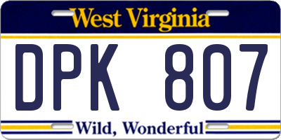 WV license plate DPK807