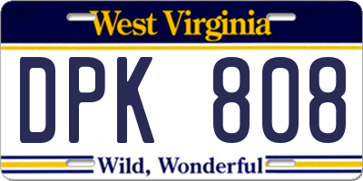 WV license plate DPK808