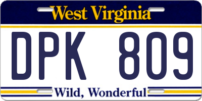 WV license plate DPK809