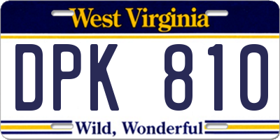 WV license plate DPK810