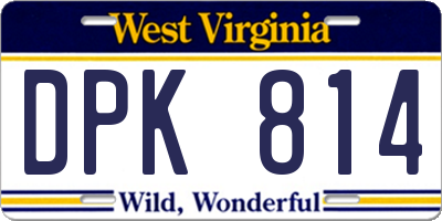 WV license plate DPK814