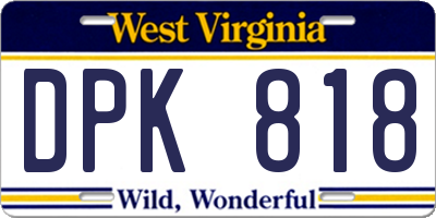 WV license plate DPK818