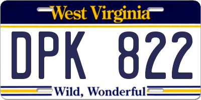 WV license plate DPK822