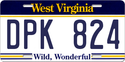 WV license plate DPK824