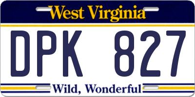 WV license plate DPK827