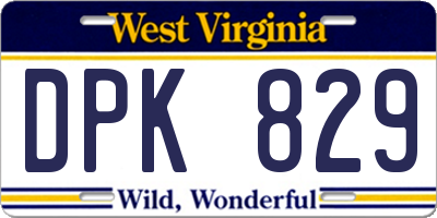 WV license plate DPK829
