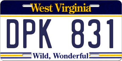 WV license plate DPK831