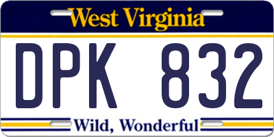 WV license plate DPK832