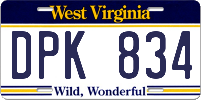 WV license plate DPK834