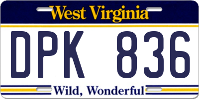 WV license plate DPK836