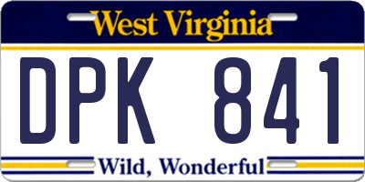 WV license plate DPK841