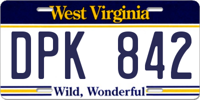 WV license plate DPK842