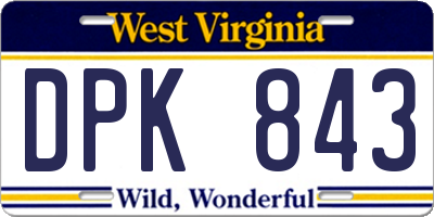 WV license plate DPK843