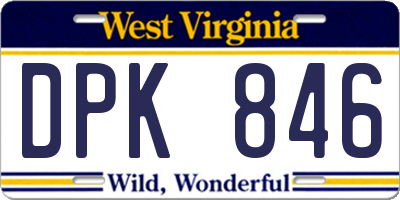 WV license plate DPK846