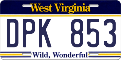 WV license plate DPK853