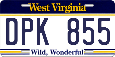 WV license plate DPK855