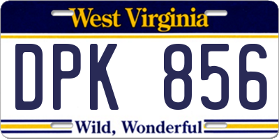 WV license plate DPK856