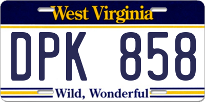 WV license plate DPK858