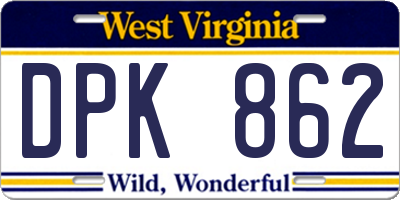 WV license plate DPK862