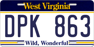 WV license plate DPK863