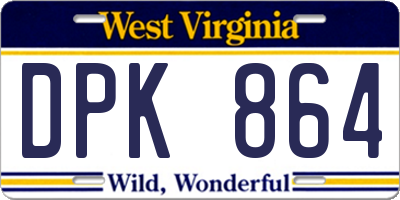 WV license plate DPK864