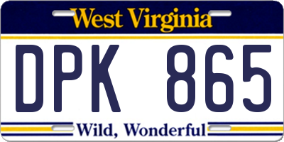 WV license plate DPK865