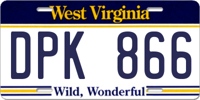 WV license plate DPK866