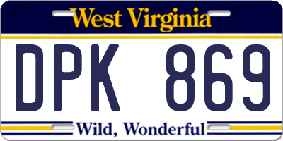WV license plate DPK869