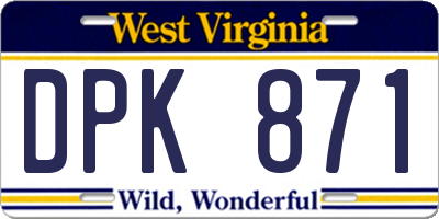 WV license plate DPK871