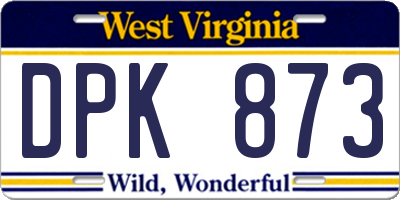 WV license plate DPK873