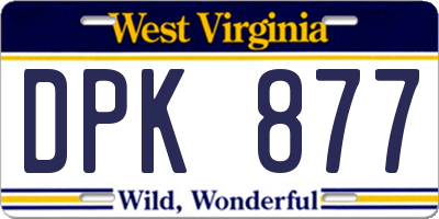WV license plate DPK877