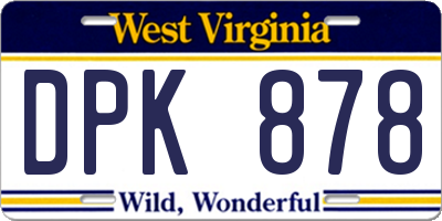 WV license plate DPK878