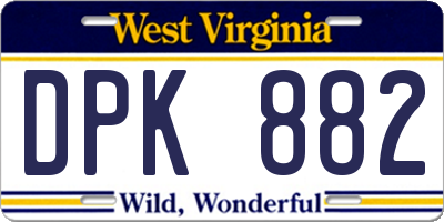 WV license plate DPK882
