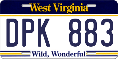 WV license plate DPK883