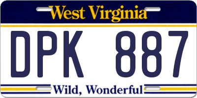 WV license plate DPK887