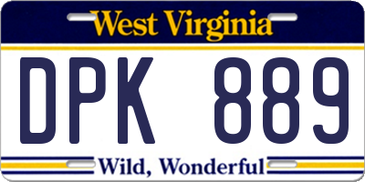 WV license plate DPK889