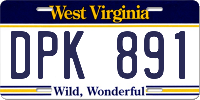 WV license plate DPK891